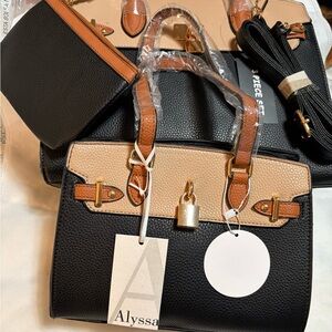 Beautiful Alyssa 3pc. Black/Tan/CaramelSet (mommy and me) w/crossbody strap